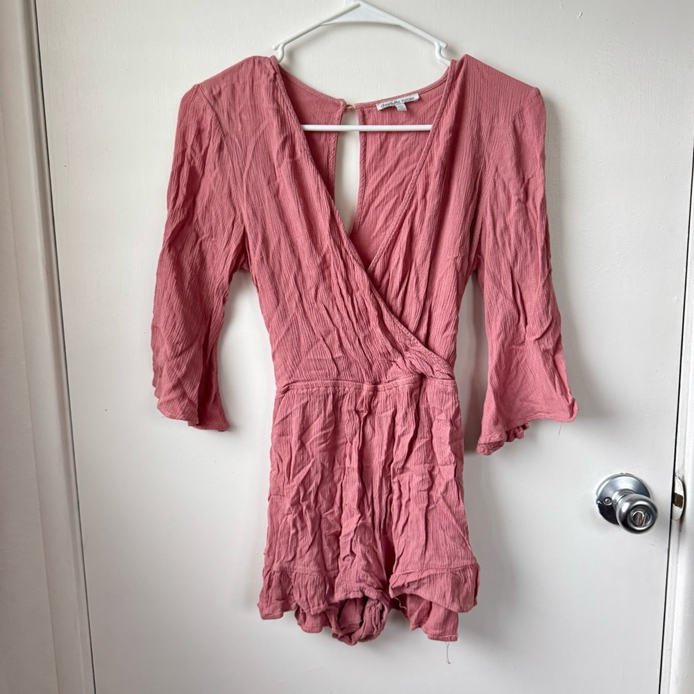 Pink long sleeve romper size xs Charlotte Russe - Picture 1 of 5